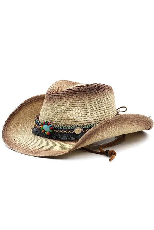 Boho Western Cowboy Straw Hat